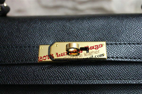 Hermes Kelly 32cm Shoulder Bag Black Saffiano Leather K32 Gold