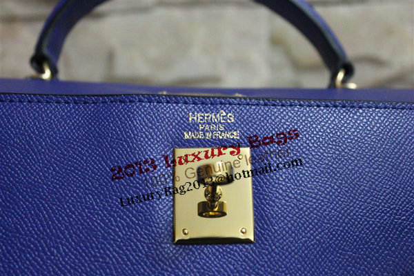 Hermes Kelly 32cm Shoulder Bag Blue Saffiano Leather K32 Gold