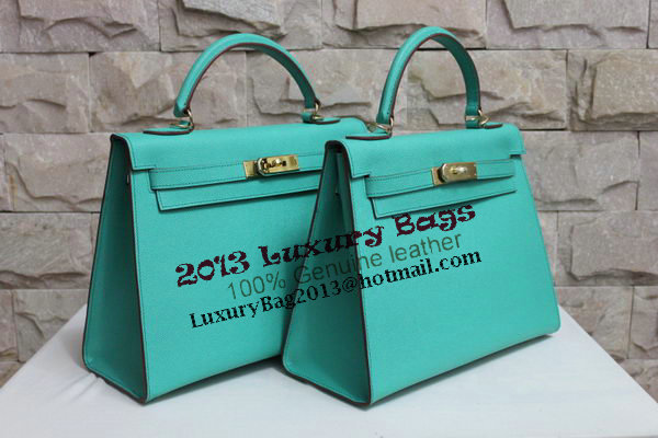 Hermes Kelly 32cm Shoulder Bag Light Green Saffiano Leather K32 Gold