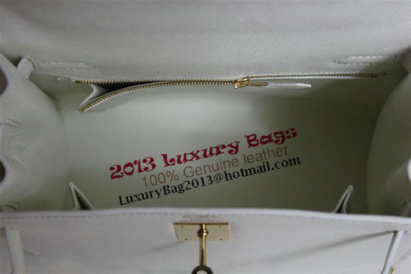 Hermes Kelly 32cm Shoulder Bag White Saffiano Leather K32 Gold