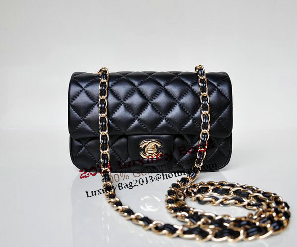 Chanel mini Classic Flap Bag Black Sheekskin 1117 Gold