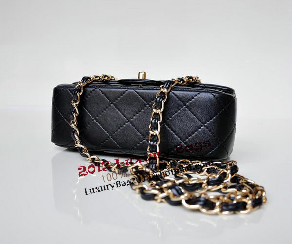 Chanel mini Classic Flap Bag Black Sheekskin 1117 Gold