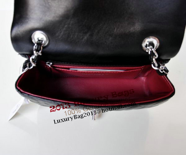 Chanel mini Classic Flap Bag Black Sheekskin 1117 Silver