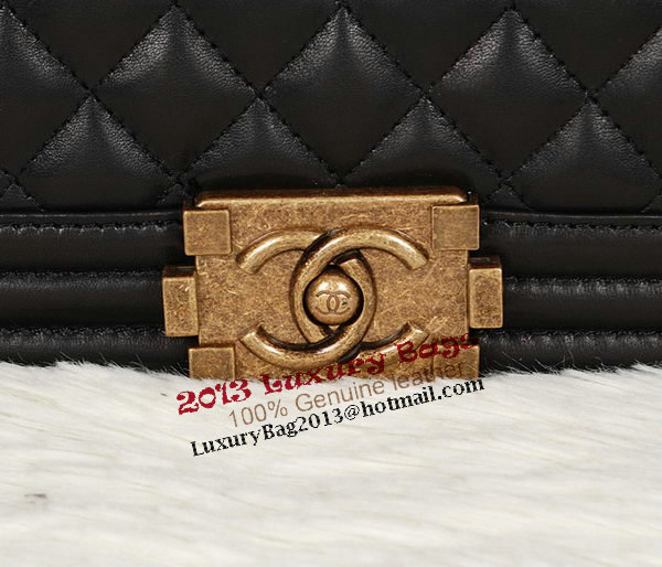 Chanel Black Sheppskin Leather Le Boy Flap Shoulder Bag A67086 Gold