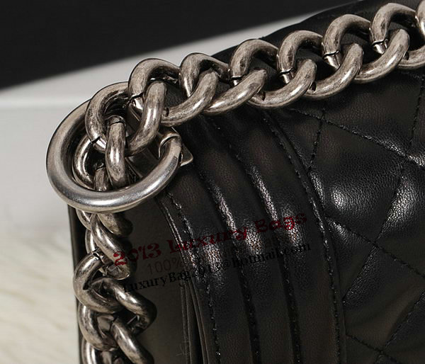 Chanel Black Sheppskin Leather Le Boy Flap Shoulder Bag A67086 Silver