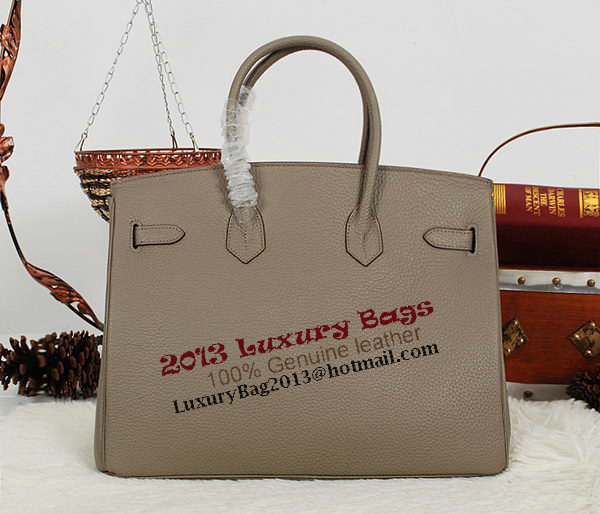 Hermes Birkin 35CM Tote Bag Gray Clemence Leather H35 Gold