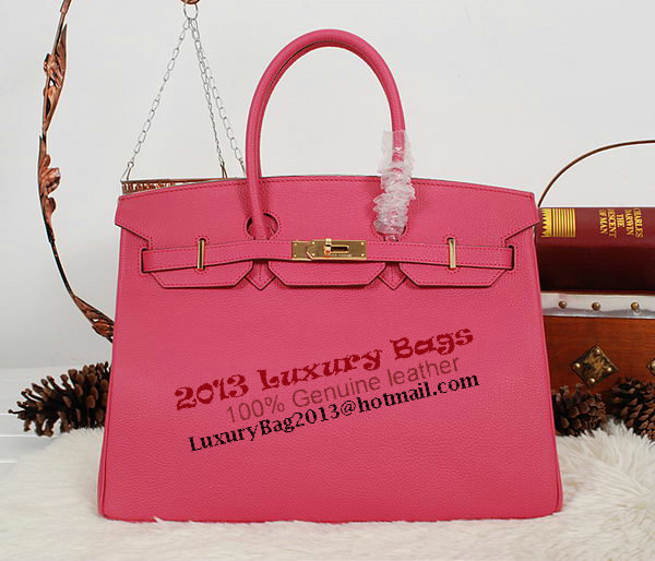 Hermes Birkin 35CM Tote Bag Rose Clemence Leather H35 Gold