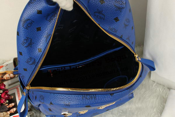 MCM Stark Backpack Jumbo in Calf Leather 8006 Blue
