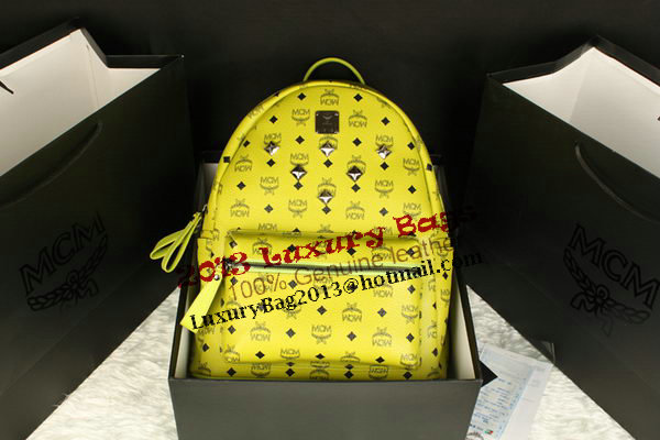 MCM Stark Backpack Jumbo in Calf Leather 8006 Lemon