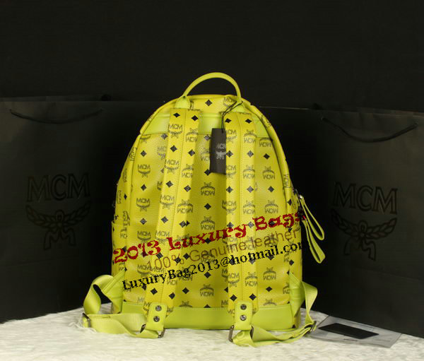MCM Stark Backpack Jumbo in Calf Leather 8100 Lemon