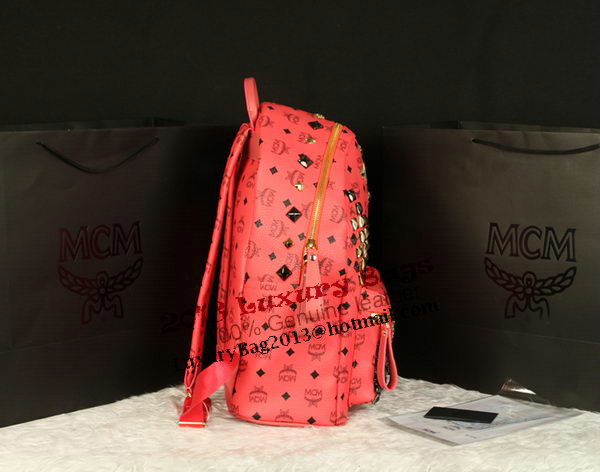 MCM Stark Backpack Jumbo in Calf Leather 8100 Light Red