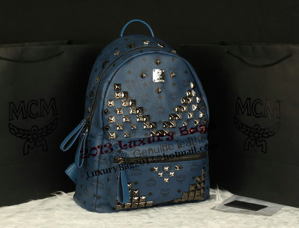 MCM Stark Backpack Jumbo in Calf Leather 8100 RoyalBlue