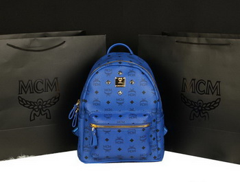 MCM Stark Backpack Large in Calf Leather 8004 Blue