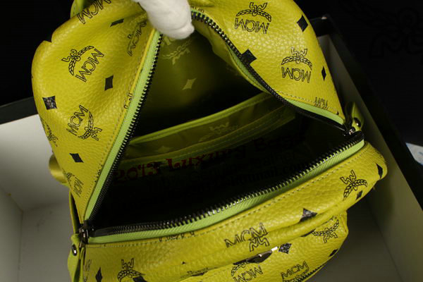 MCM Stark Backpack Large in Calf Leather 8004 Lemon