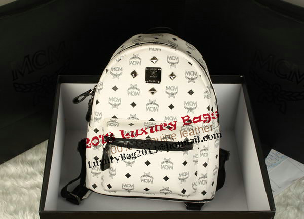 MCM Stark Backpack Large in Calf Leather 8004 White