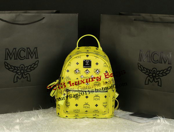 MCM Stark Backpack Medium in Calf Leather 8003 Lemon
