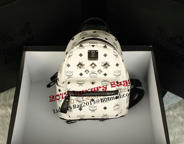 MCM Stark Backpack Medium in Calf Leather 8003 White