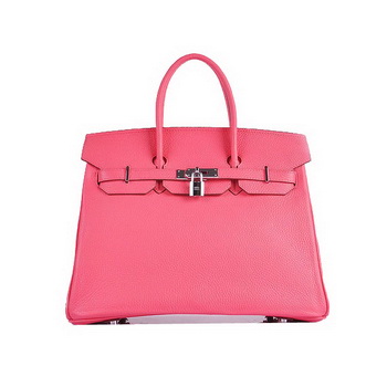 Hermes Birkin 35CM Tote Bag Pink Grainy Leather H6089 Silver