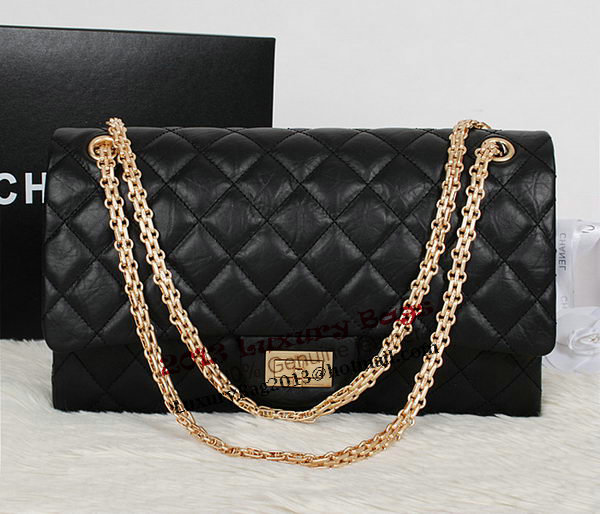 Chanel A30227 Black Sheepskin Leather Jumbo Flap Bags Gold