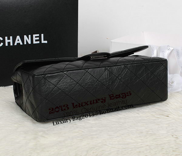Chanel A30227 Black Sheepskin Leather Jumbo Flap Bags Silver