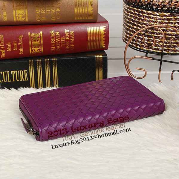 Bottega Veneta Intrecciato Nappa Zip Around Wallet BV20017 Purple