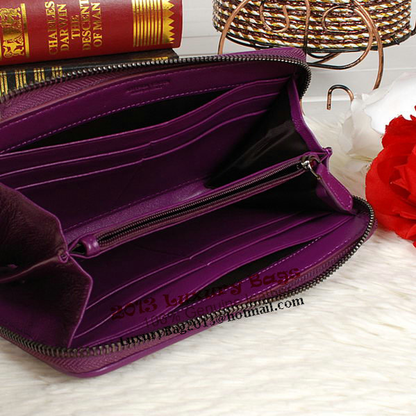 Bottega Veneta Intrecciato Nappa Zip Around Wallet BV20017 Purple