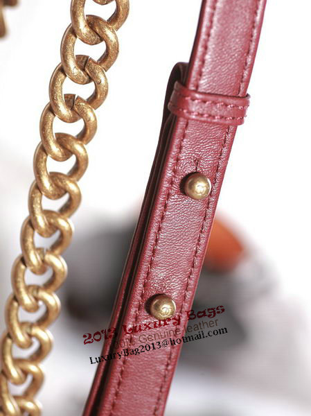 Chanel Boy Flap Shoulder Bag in Burgundy Lambskin Leather A67086 Gold