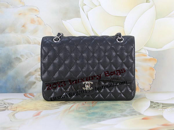 Chanel 2.55 Series Classic Flap Bag 1112 Black Cannage Pattern Original Leather Silver