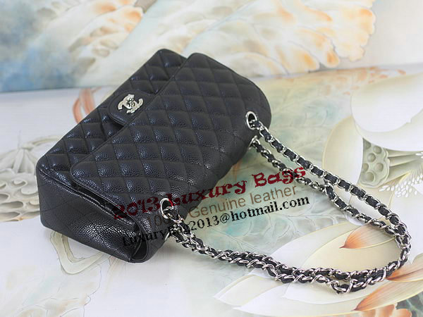 Chanel 2.55 Series Classic Flap Bag 1112 Black Cannage Pattern Original Leather Silver