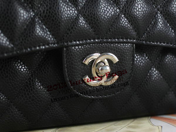 Chanel 2.55 Series Classic Flap Bag 1112 Black Original Cannage Pattern Leather Silver