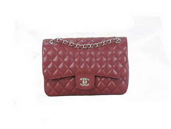 Chanel 2.55 Series Classic Flap Bag 1112 Burgundy Original Cannage Pattern Leather Silver