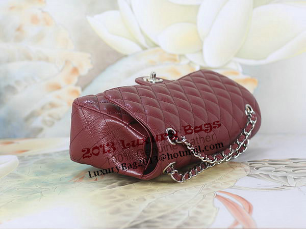 Chanel 2.55 Series Classic Flap Bag 1112 Burgundy Original Cannage Pattern Leather Silver