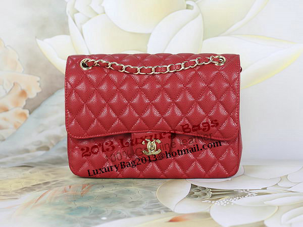 Chanel 2.55 Series Classic Flap Bag 1112 Red Cannage Pattern Original Leather Gold