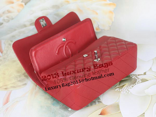 Chanel 2.55 Series Classic Flap Bag 1112 Red Cannage Pattern Original Leather Silver