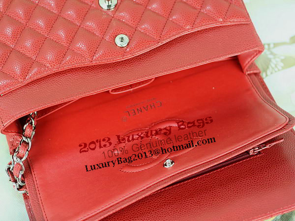 Chanel 2.55 Series Classic Flap Bag 1112 Red Cannage Pattern Original Leather Silver