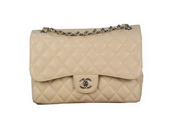 Chanel Classic Flap Bag 1113 Apricot Original Cannage Pattern Leather Silver