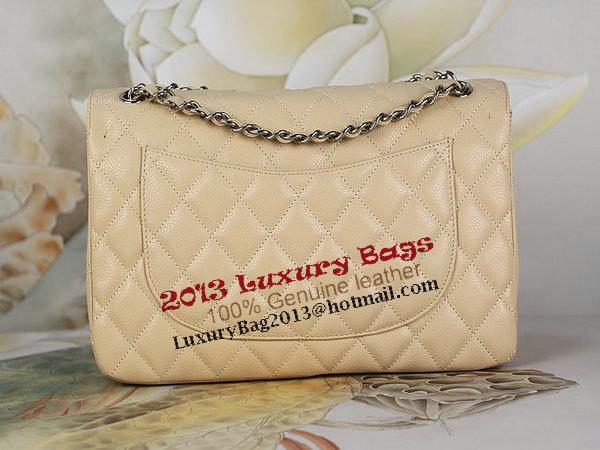 Chanel Classic Flap Bag 1113 Apricot Original Cannage Pattern Leather Silver