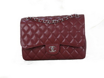 Chanel Classic Flap Bag 1113 Burgundy Original Cannage Pattern Leather Silver