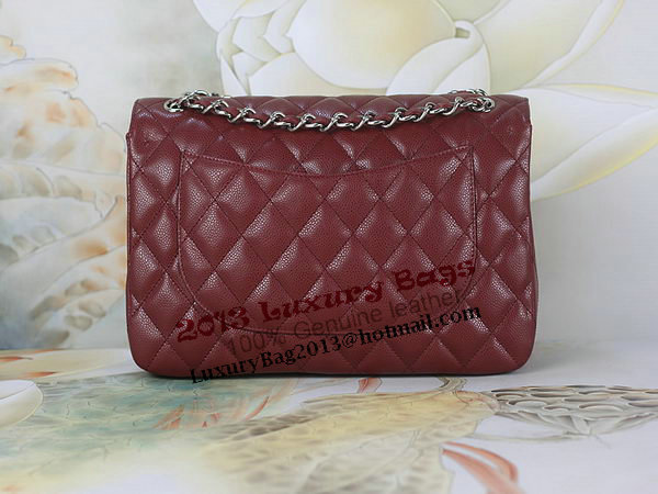 Chanel Classic Flap Bag 1113 Burgundy Original Cannage Pattern Leather Silver