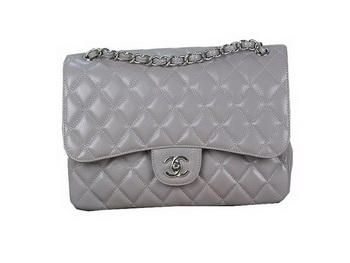 Chanel Classic Flap Bag 1113 Gray Original Cannage Pattern Leather Silver