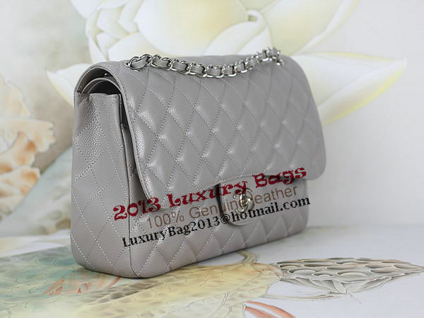 Chanel Classic Flap Bag 1113 Gray Original Cannage Pattern Leather Silver
