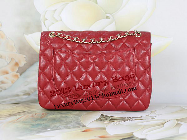 Chanel Classic Flap Bag 1113 Red Original Cannage Pattern Leather Gold