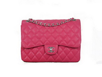Chanel Classic Flap Bag 1113 Rose Original Cannage Pattern Leather Silver