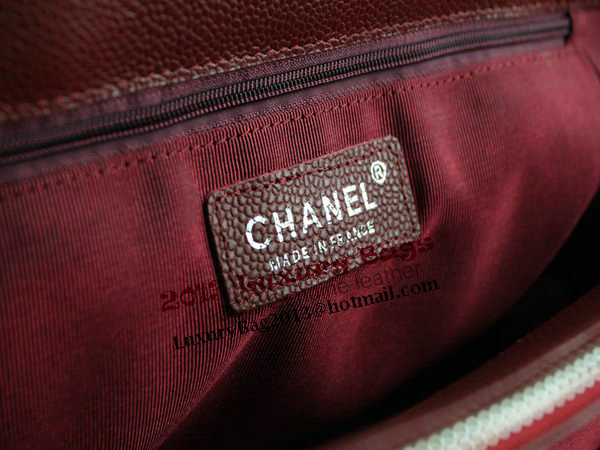 Chanel A50995 Maroon Original Cannage Leather Shoulder Bag Silver