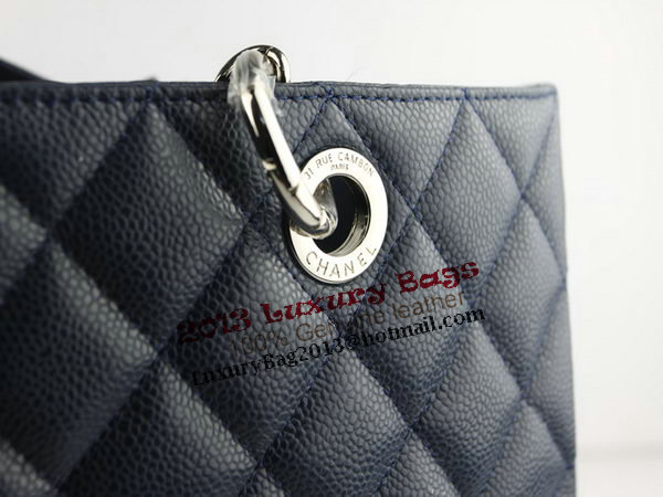 Chanel A50995 RoyalBlue Original Cannage Leather Shoulder Bag Silver