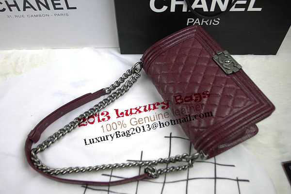 Chanel Boy Flap Shoulder Bag in Original Glazed Crackled Leather A67025 Burgundy