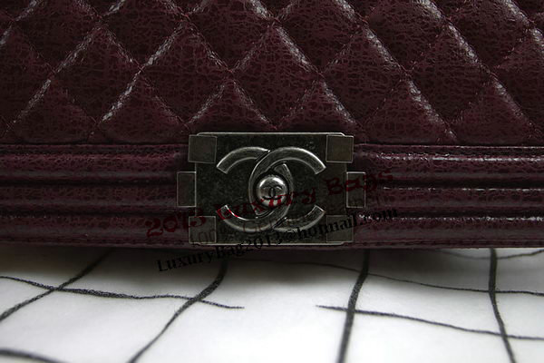 Chanel Boy Flap Shoulder Bag in Original Glazed Crackled Leather A67025 Burgundy