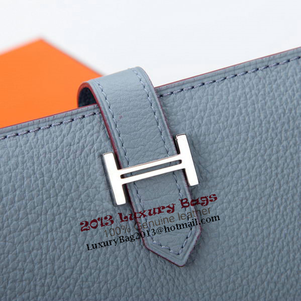 Hermes Bearn Japonaise Bi-Fold Wallet Grainy Leather A208 SkyBlue