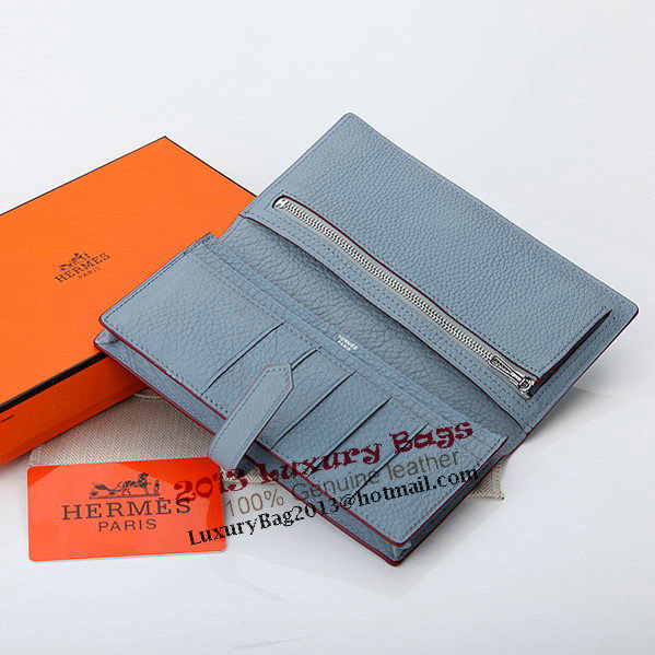 Hermes Bearn Japonaise Bi-Fold Wallet Grainy Leather A208 SkyBlue