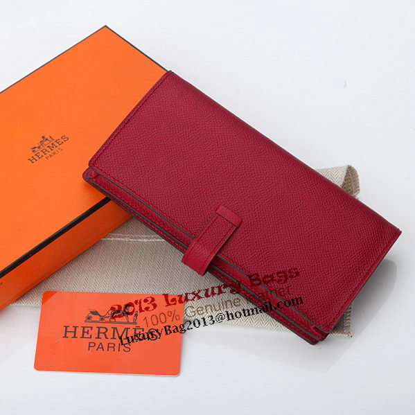 Hermes Bearn Japonaise Bi-Fold Wallet Original Leather A208 Burgundy